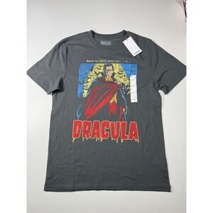 Universal Monsters Dracula Graphic T Shirt Dark Gray Short Sleeve Adult Small